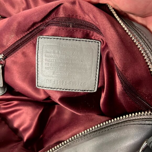 Coach Gray Metallic Signature Op Art Bag Tote Satchel F15746 - Picture 8 of 8